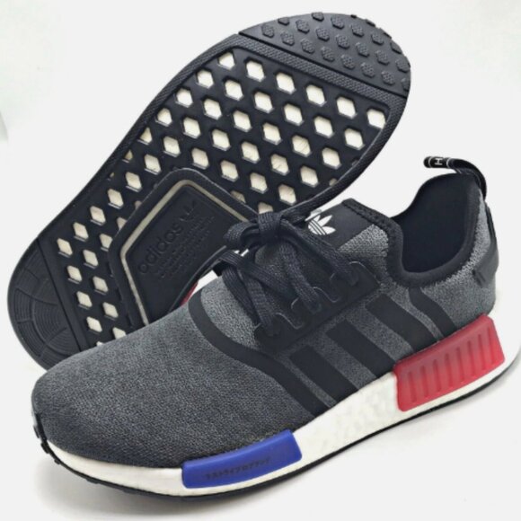 Adidas Originals NMD R1 Core Black Blue Red Mens Running Sneakers - Picture 4 of 8